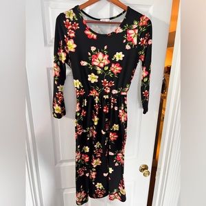 Reb & J. Stretchy Floral Long Sleeve Dress - Womens L